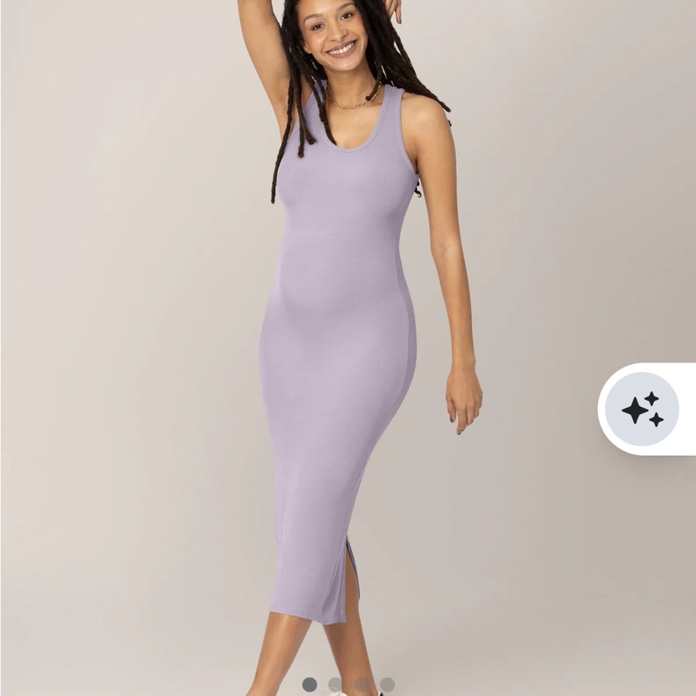 NWT Kindred Olivia Bamboo Ribbed 2 in 1 Nursing Dress and Top Set in Dusty Blue